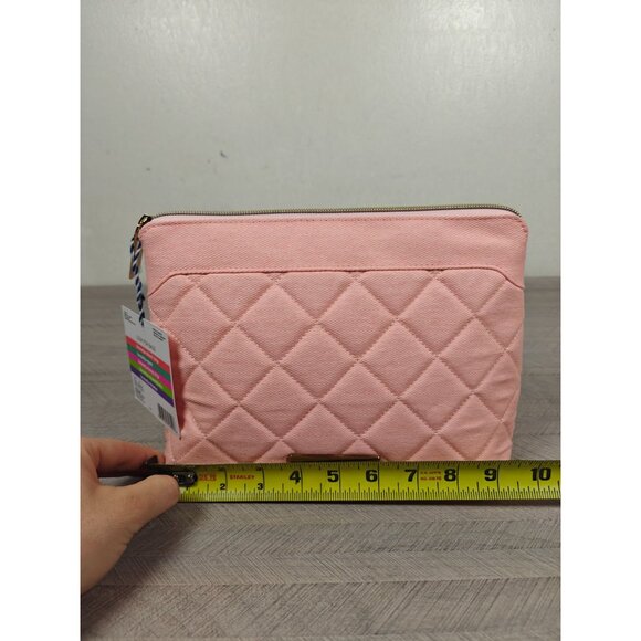 Tartan + Twine Pink Quilted Clutch Travel Organizer Makeup Bag NEW - Picture 7 of 8